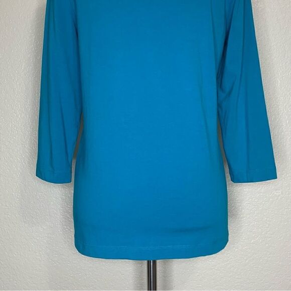 Chico’s Beaded Embellished Blue V-neck 3/4 Sleeves Top - Picture 9 of 13